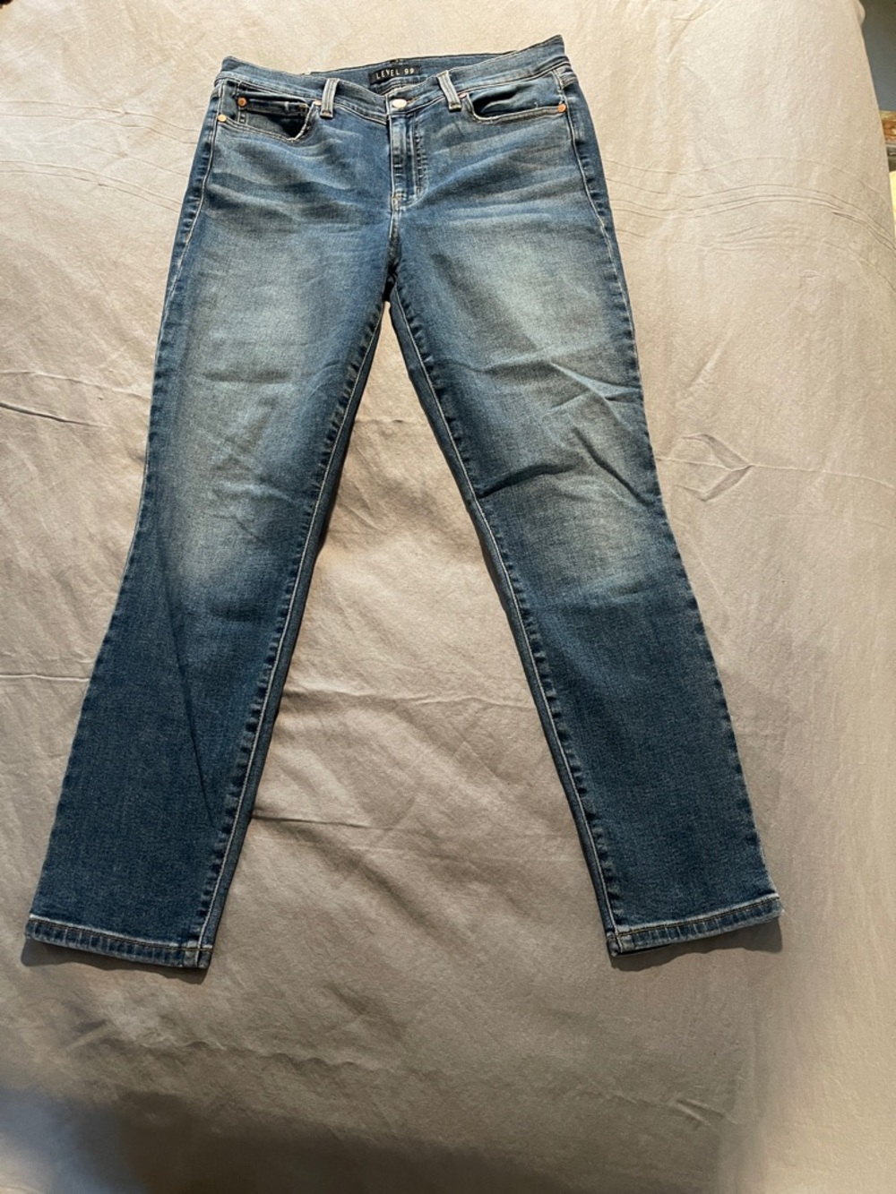 Level 99 Women's Straight Leg Jeans in Medium Blue Wash